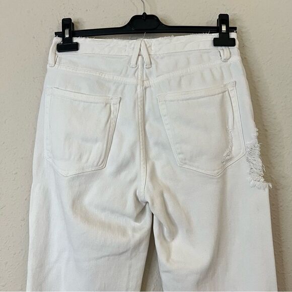 Good American Good Boy White Distressed Straight Jeans Size 2/26 - Picture 7 of 12